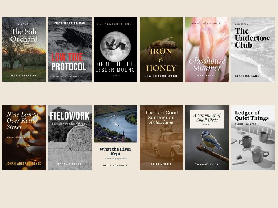 A spread of debut book covers