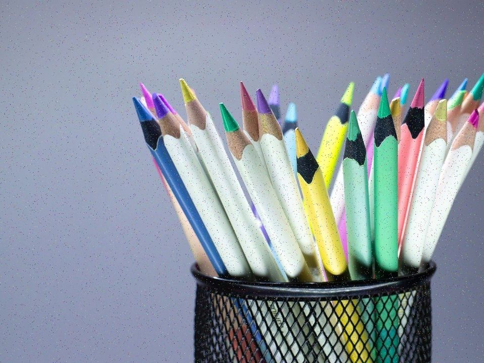 Colored pencils standing in a cup